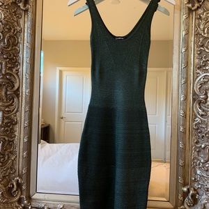 Bebe Bodycon Dress (metallic dark green)